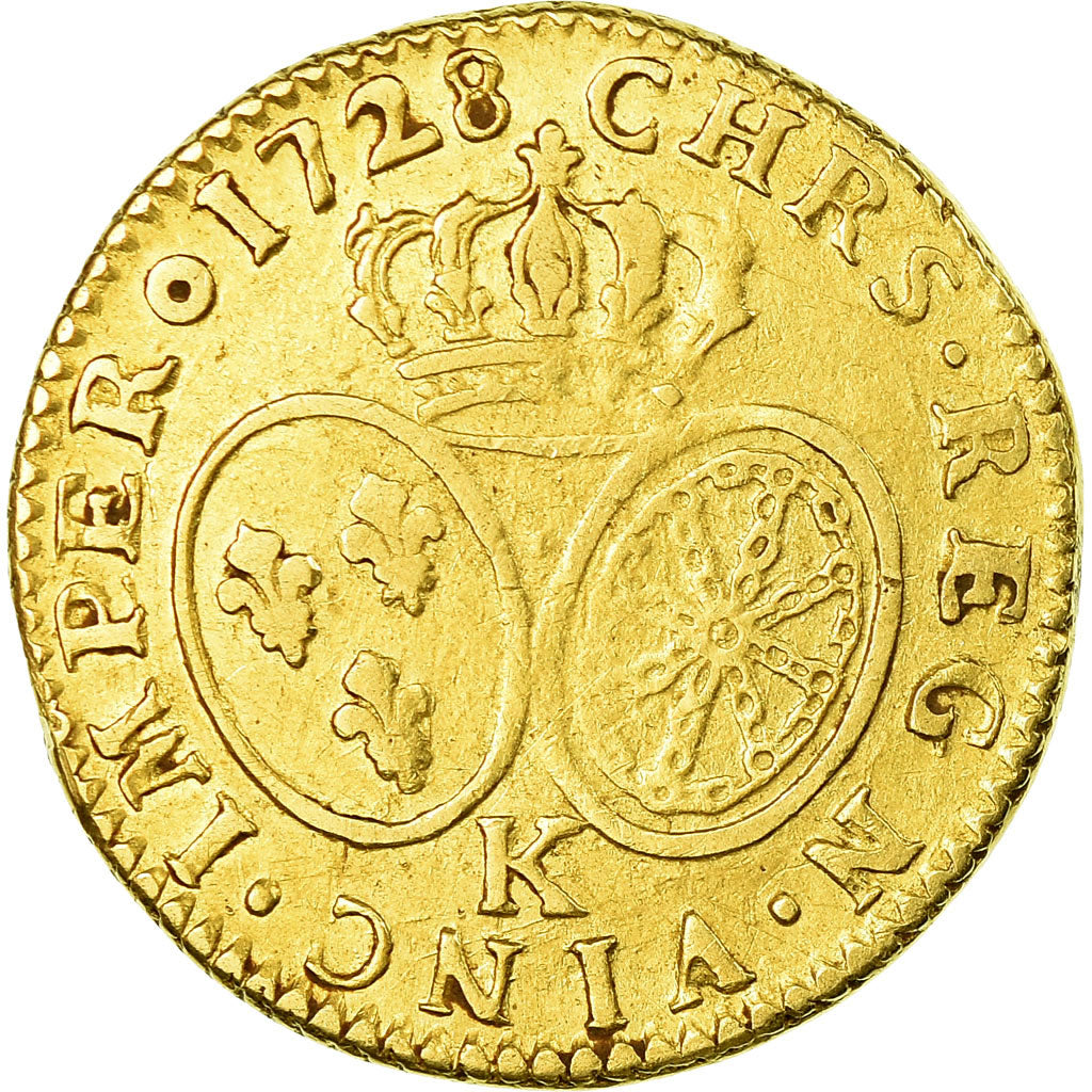 Coin, France, Louis XV, Louis d'or aux lunettes, Louis d'Or, 1728, Bordeaux