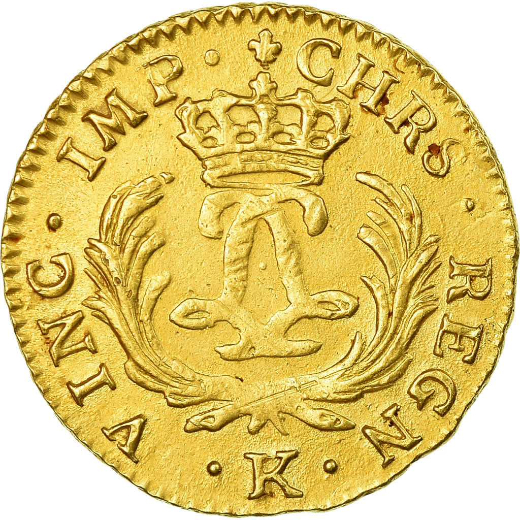 Moneta, Francia, Louis XV, Louis d'or Mirliton, Grandes Palmes, 1724, Bordeaux