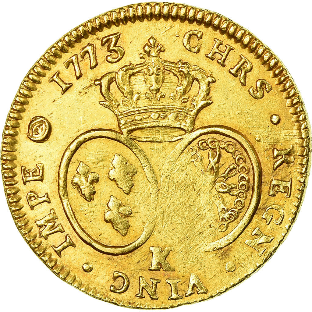 Monnaie, France, Louis XV, Double louis d'or à la vieille tête, 1773, Bordeaux