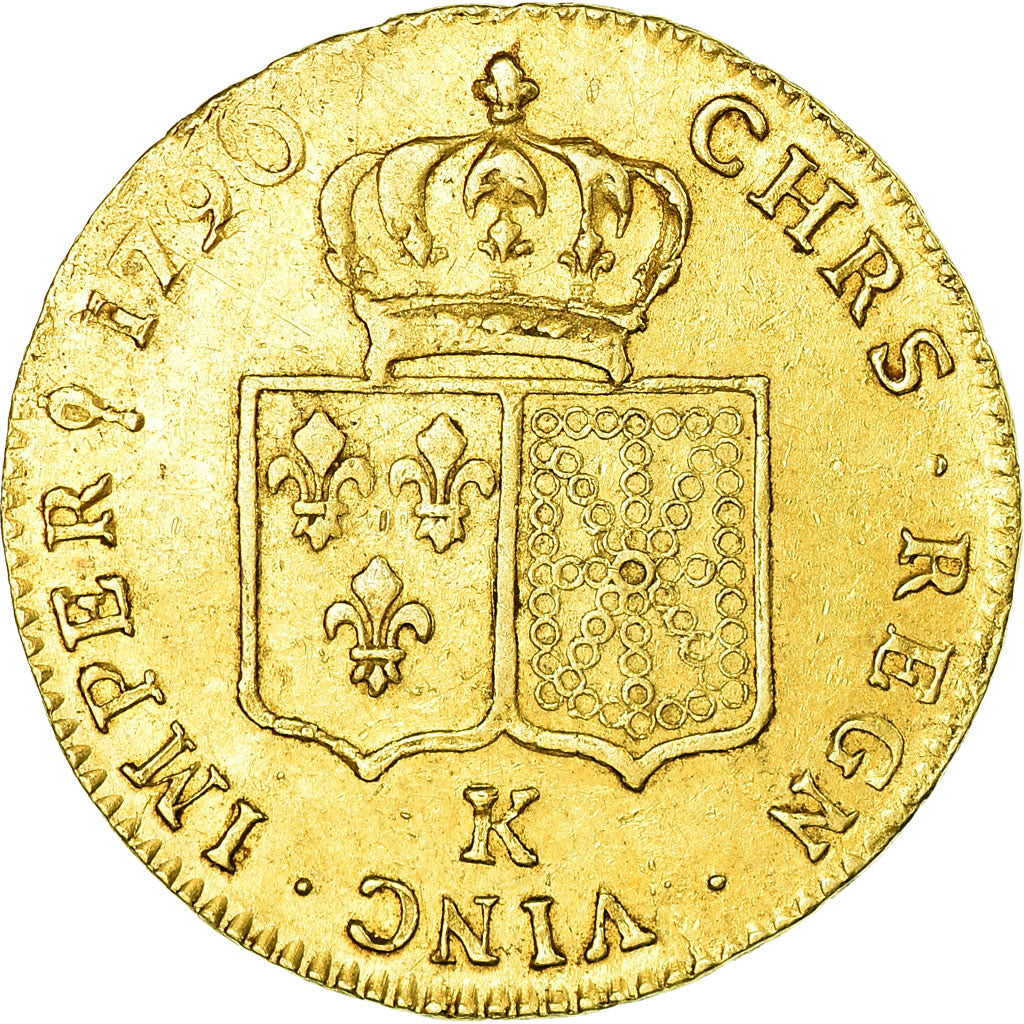 Monnaie, France, Louis XVI, Double louis d'or à la tête nue, 1790, Bordeaux