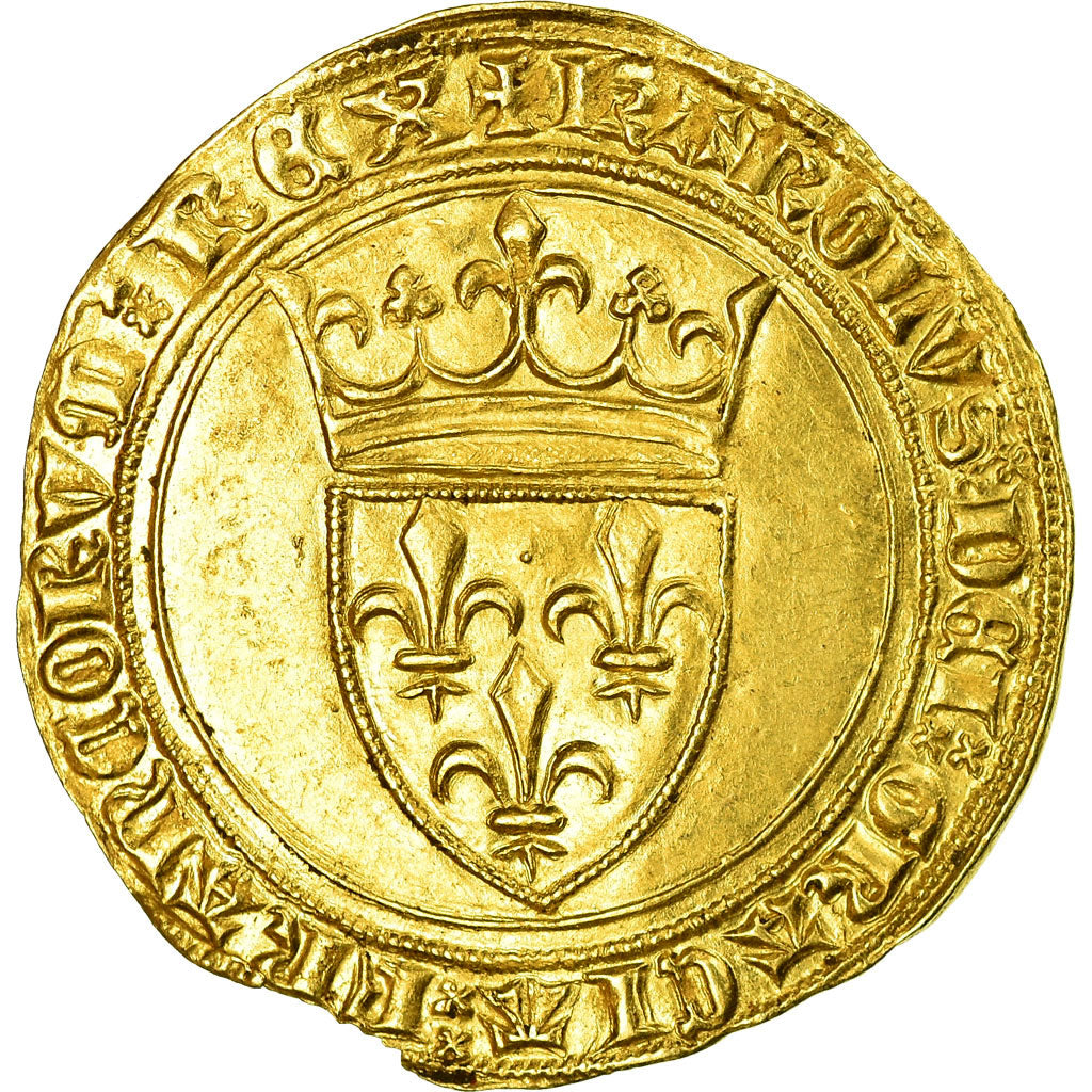 Coin, France, Charles VI, Ecu d'or, MS(63), Gold, Duplessy:369
