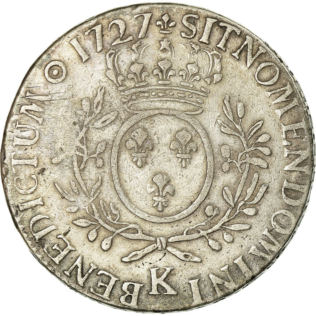 Coin, France, Louis XV, Écu aux branches d'olivier, Ecu, 1727, Bordeaux
