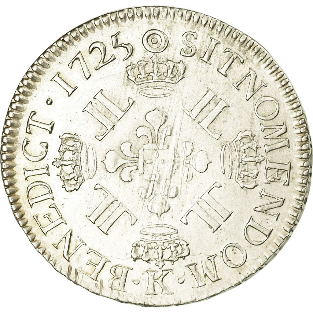 Moeda, França, Louis XV, Écu aux 8 L, Ecu, 1725, Bordeaux, EF(40-45), Prata