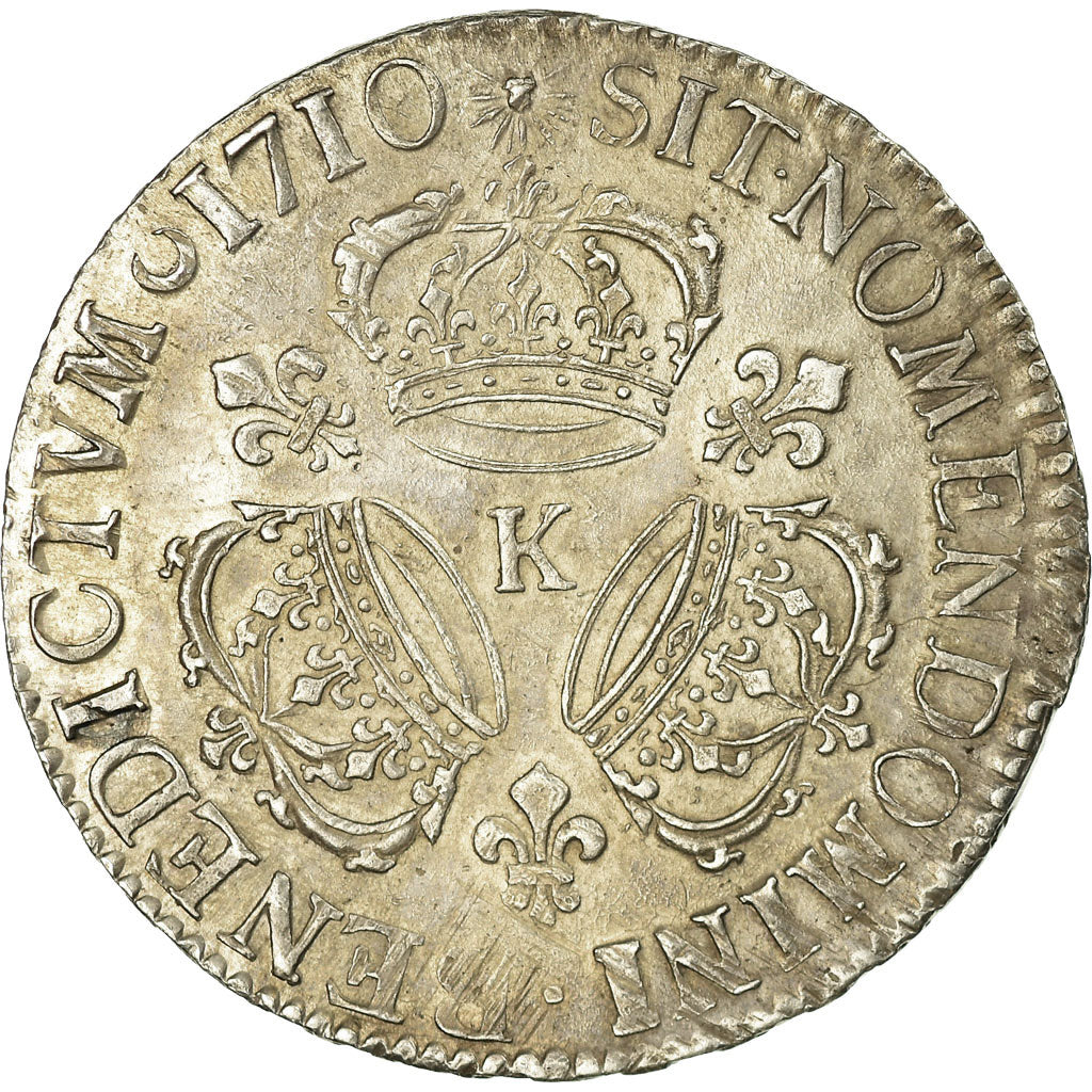 Monnaie, France, Louis XIV, Écu aux 3 couronnes, Ecu, 1710, Bordeaux, TTB