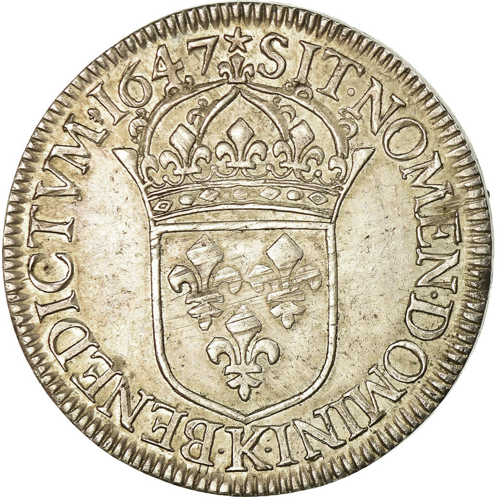 Monnaie, France, Louis XIV, Écu à la mèche longue, Ecu, 1647, Bordeaux, TTB