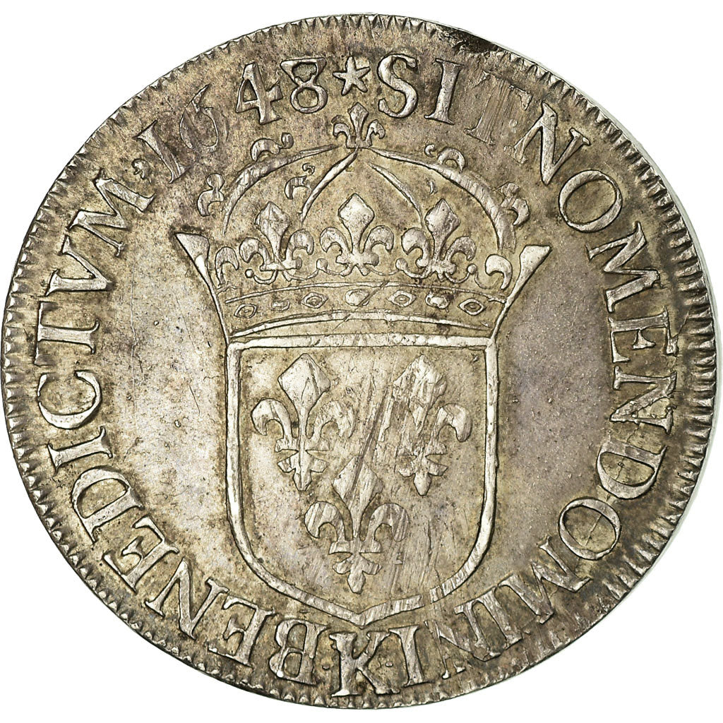 Moneta, Francia, Louis XIV, Écu à la mèche longue, Ecu, 1648, Bordeaux, BB