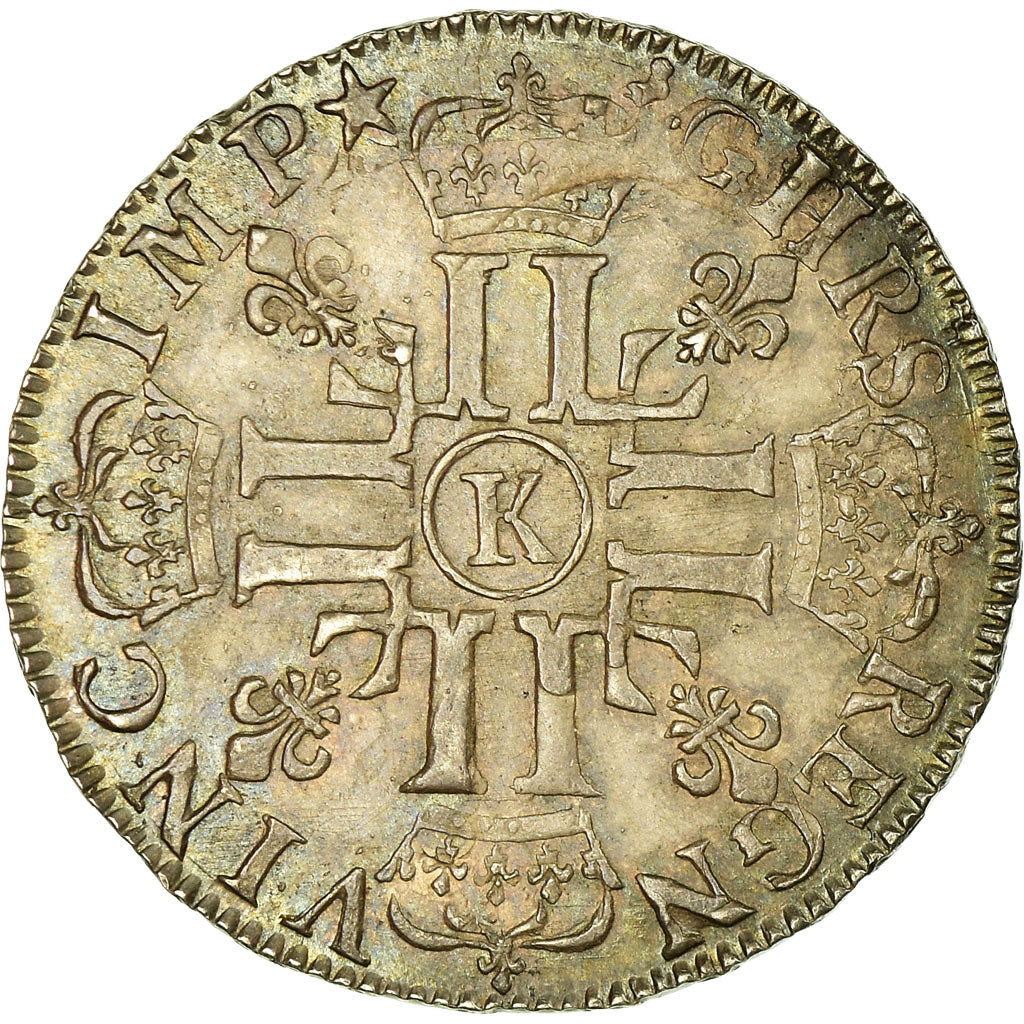 Moeda, França, Louis XIV, 1/2 Écu aux 8 L, 1/2 Ecu, 1691, Bordeaux, AU(55-58)