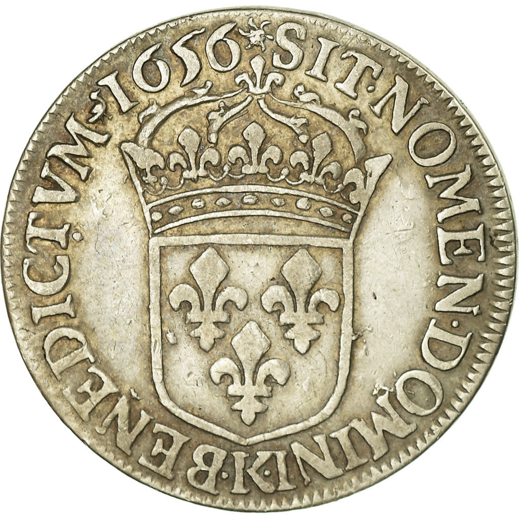 Coin, France, Louis XIV, 1/2 Écu à la mèche longue, 1/2 Ecu, 1656, Bordeaux