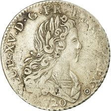 Moeda, França, Louis XV, Petit Louis d'argent (3 livres), 1/3 Ecu, 1720