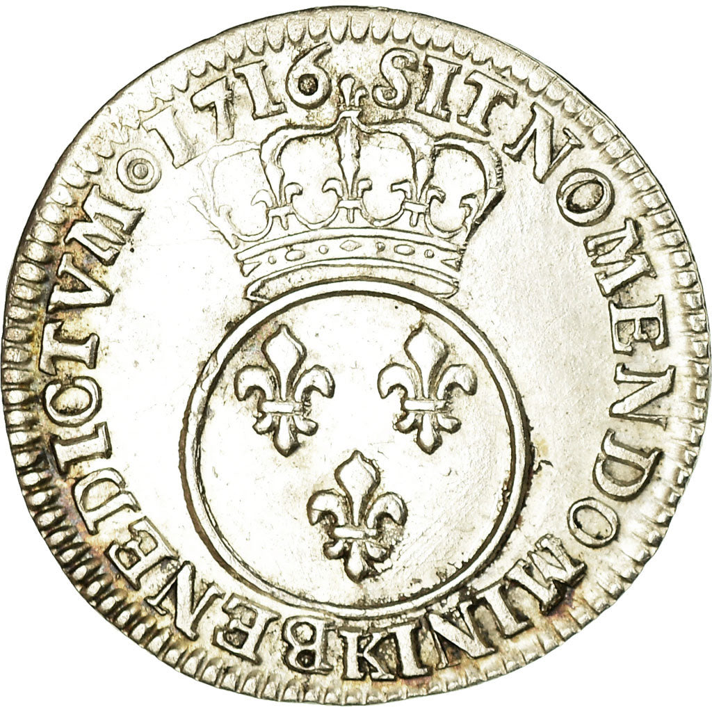 Moeda, França, Louis XV, 1/10 Écu Vertugadin, 12 Sols, 1/10 ECU, 1716