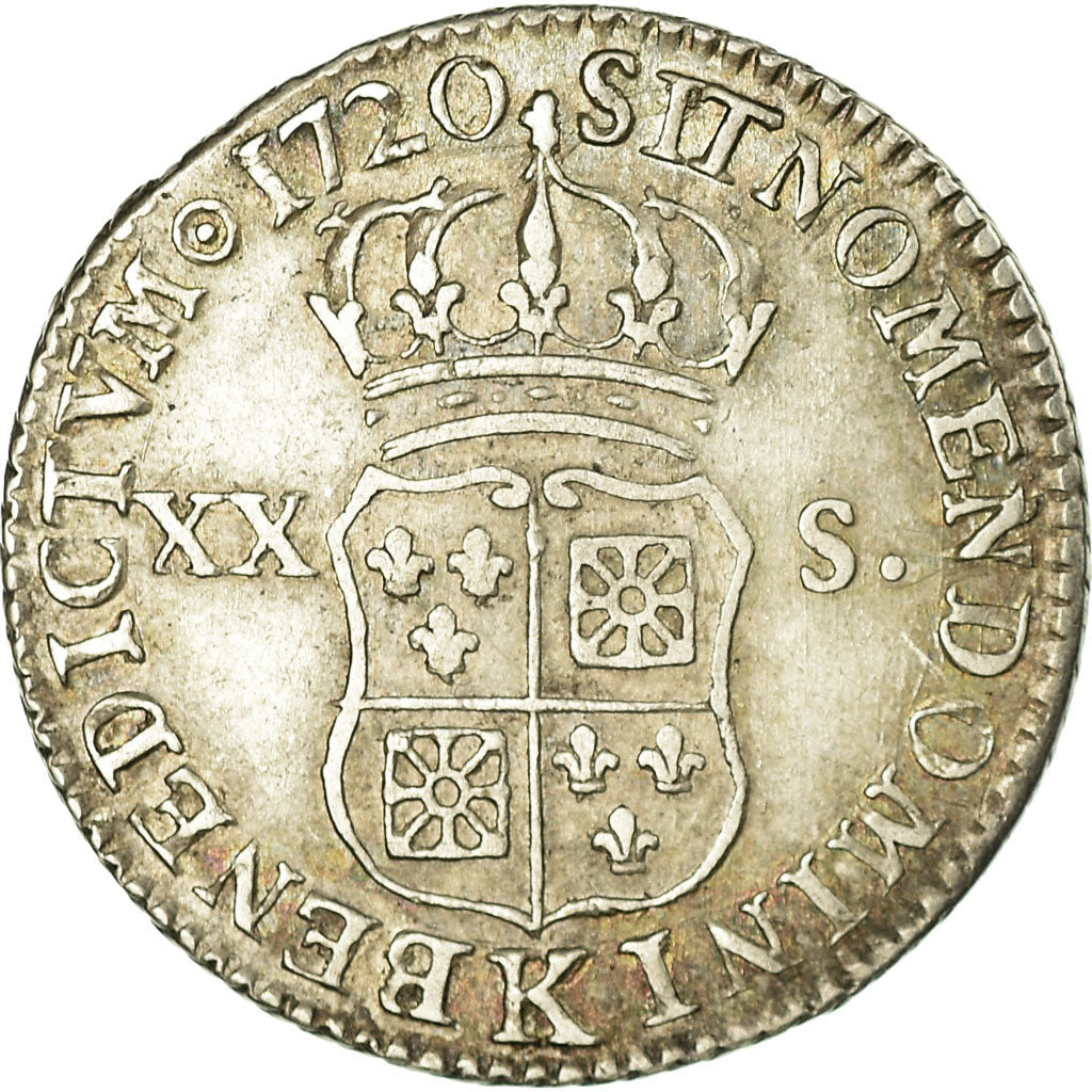 Coin, France, Louis XV, 1/6 Écu (XX – S) de France-Navarre, 1720, Bordeaux
