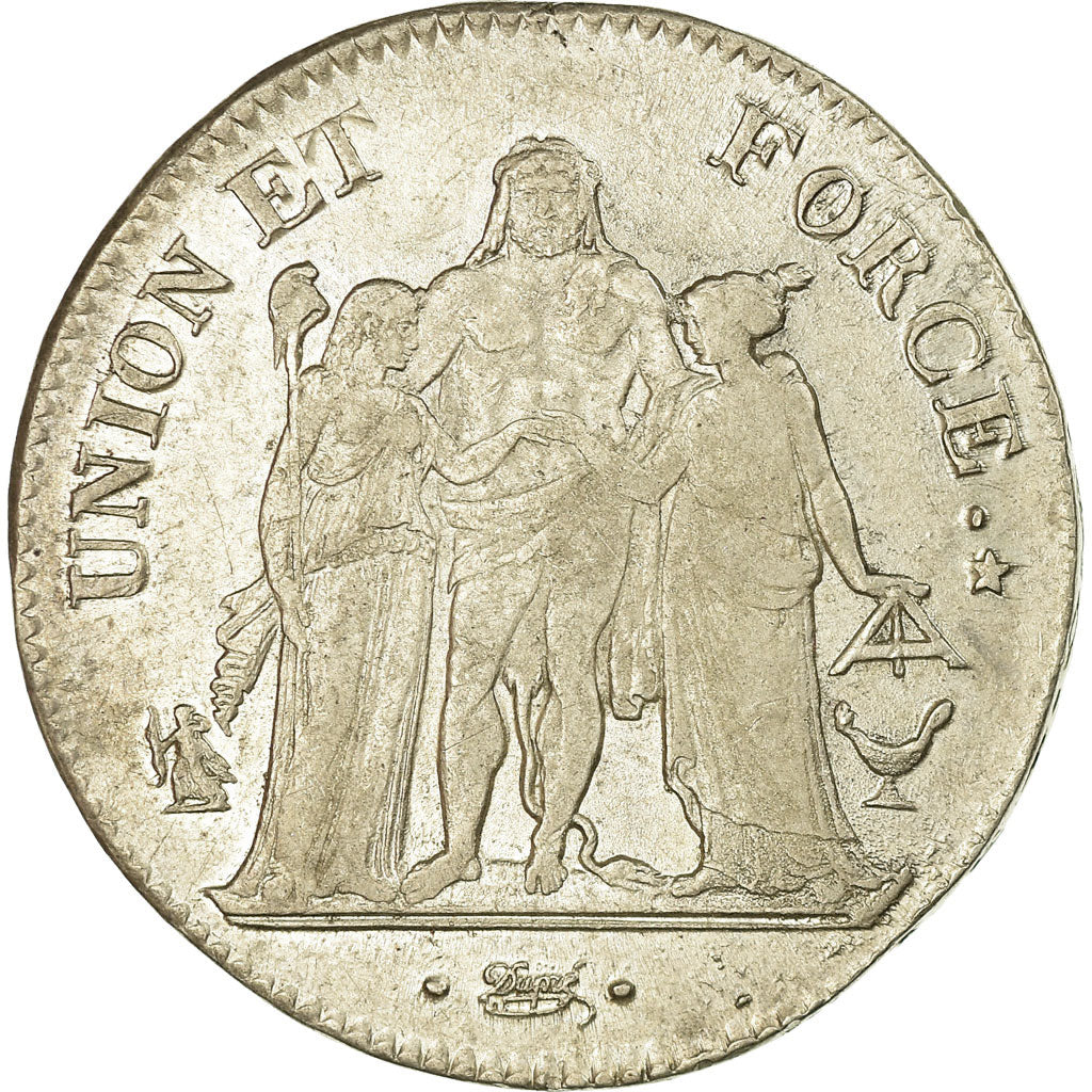 Coin, France, Union et Force, 5 Francs, AN 11, Bordeaux, AU(50-53), Silver