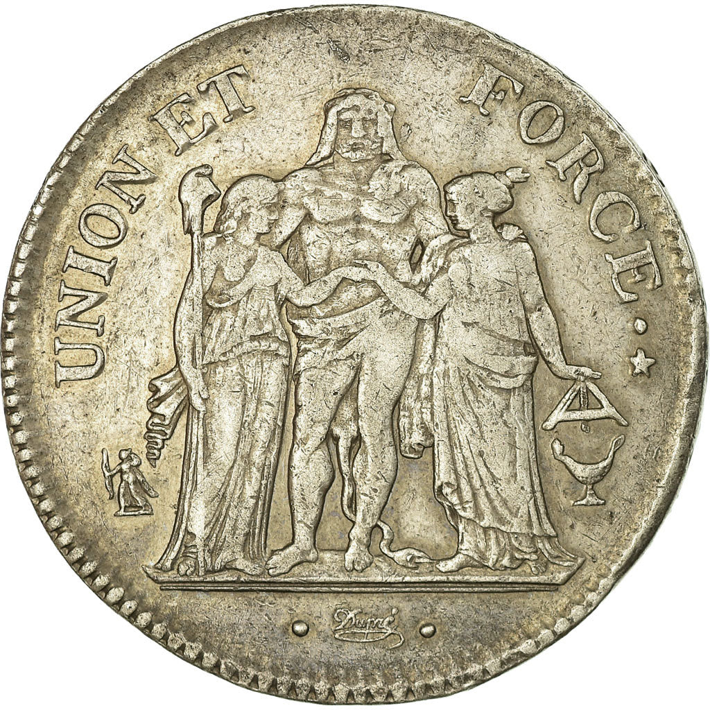Coin, France, Union et Force, 5 Francs, An 10, Bordeaux, EF(40-45), Silver