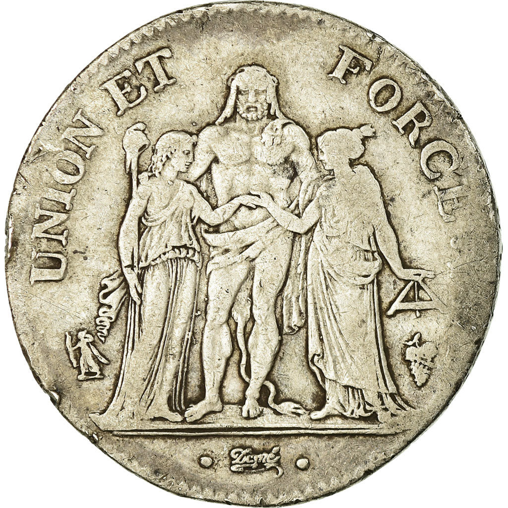 Coin, France, Union et Force, 5 Francs, AN 6, Perpignan, VF(20-25), Silver