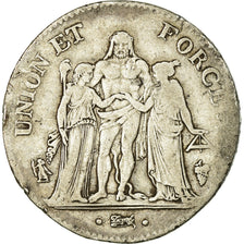 Coin, France, Union et Force, 5 Francs, AN 6, Perpignan, VF(20-25), Silver