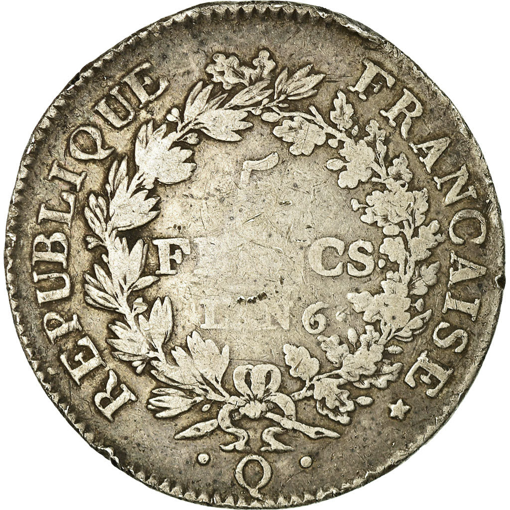 Coin, France, Union et Force, 5 Francs, AN 6, Perpignan, VF(20-25), Silver