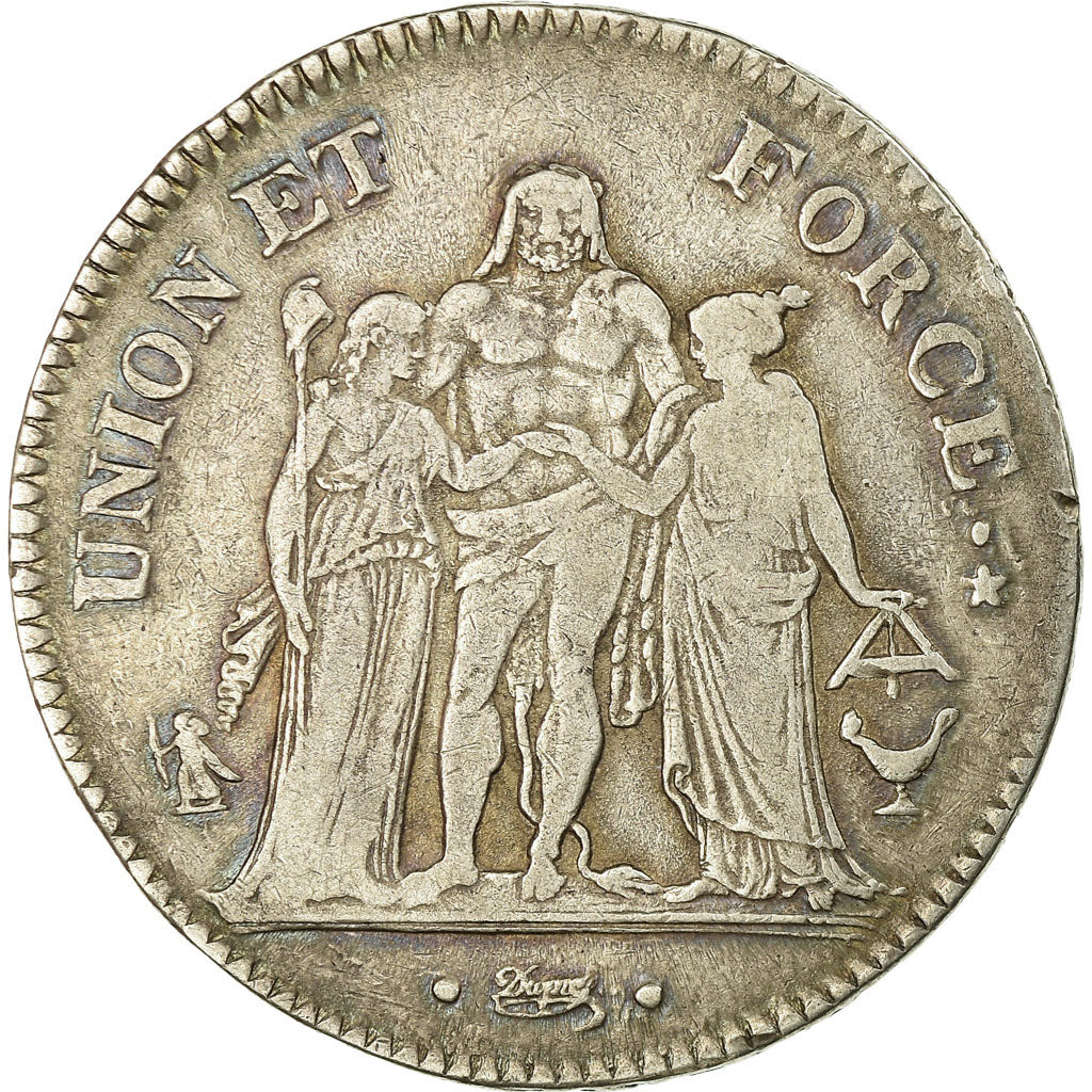 Coin, France, Union et Force, 5 Francs, AN 6, Bordeaux, EF(40-45), Silver