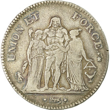 Coin, France, Union et Force, 5 Francs, AN 6, Bordeaux, EF(40-45), Silver