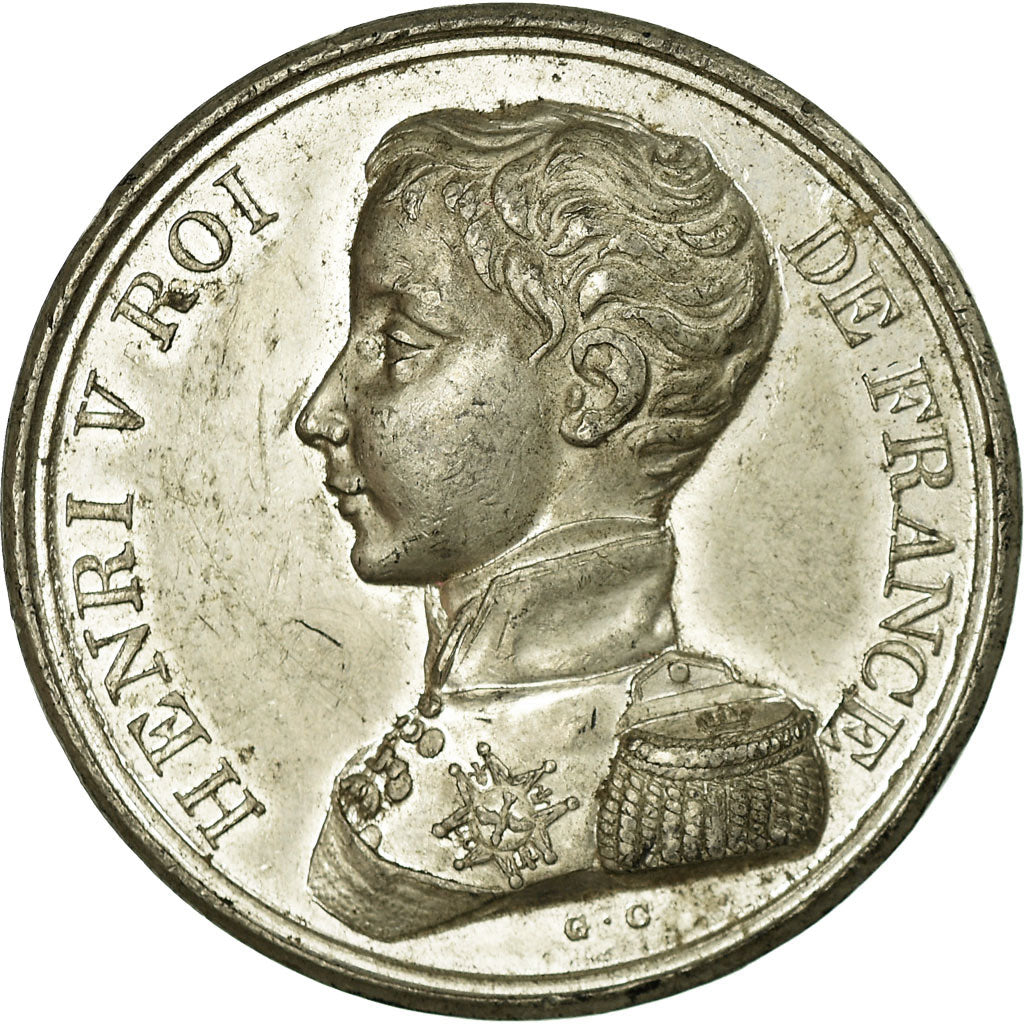Moneta, Francia, Henri V, Avénement 2 Août, 5 Francs, 1830, BB+, Peltro