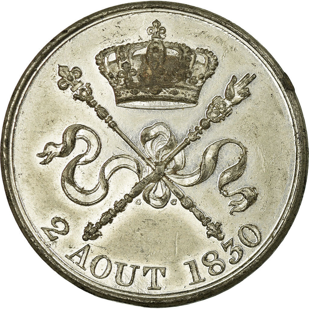 Moneta, Francia, Henri V, Avénement 2 Août, 5 Francs, 1830, BB+, Peltro