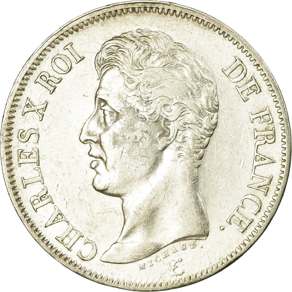 Coin, France, Charles X, 5 Francs, 1825, Bordeaux, EF(40-45), Silver, KM:720.7
