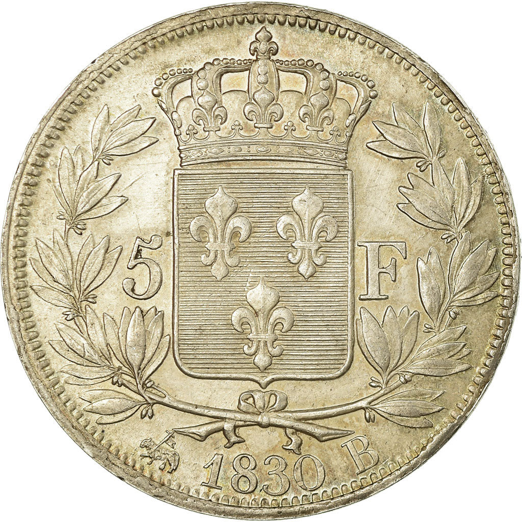 Coin, France, Charles X, 5 Francs, 1830, Rouen, EF(40-45), Silver, KM:728.2