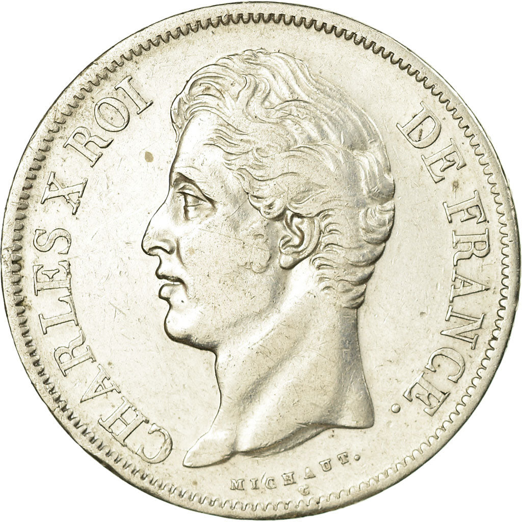 Coin, France, Charles X, 5 Francs, 1829, Rouen, EF(40-45), Silver, KM:728.2