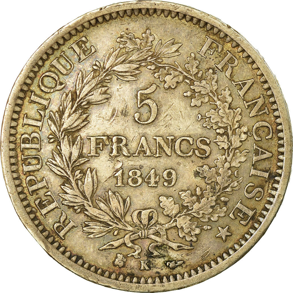 Coin, France, Hercule, 5 Francs, 1849, Bordeaux, EF(40-45), Silver, KM:756.4