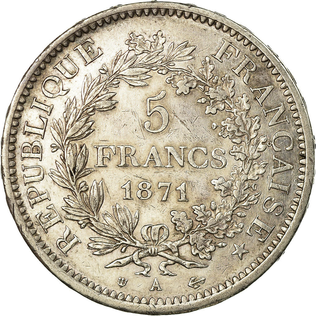 Monnaie, France, Hercule, 5 Francs, 1871, Paris, Camélinat, TTB+, Argent