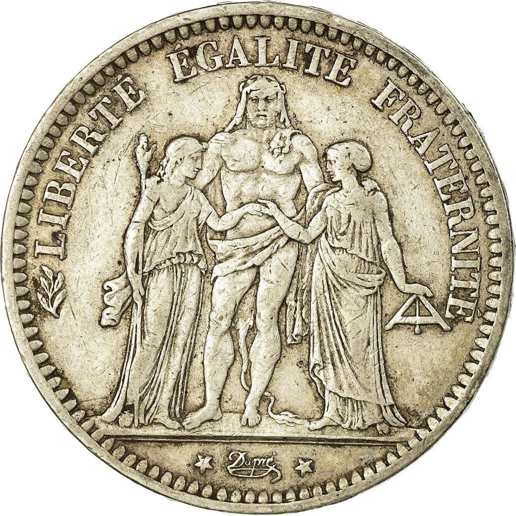 Moneda, Francia, Hercule, 5 Francs, 1871, Bordeaux, MBC, Plata, KM:820.2