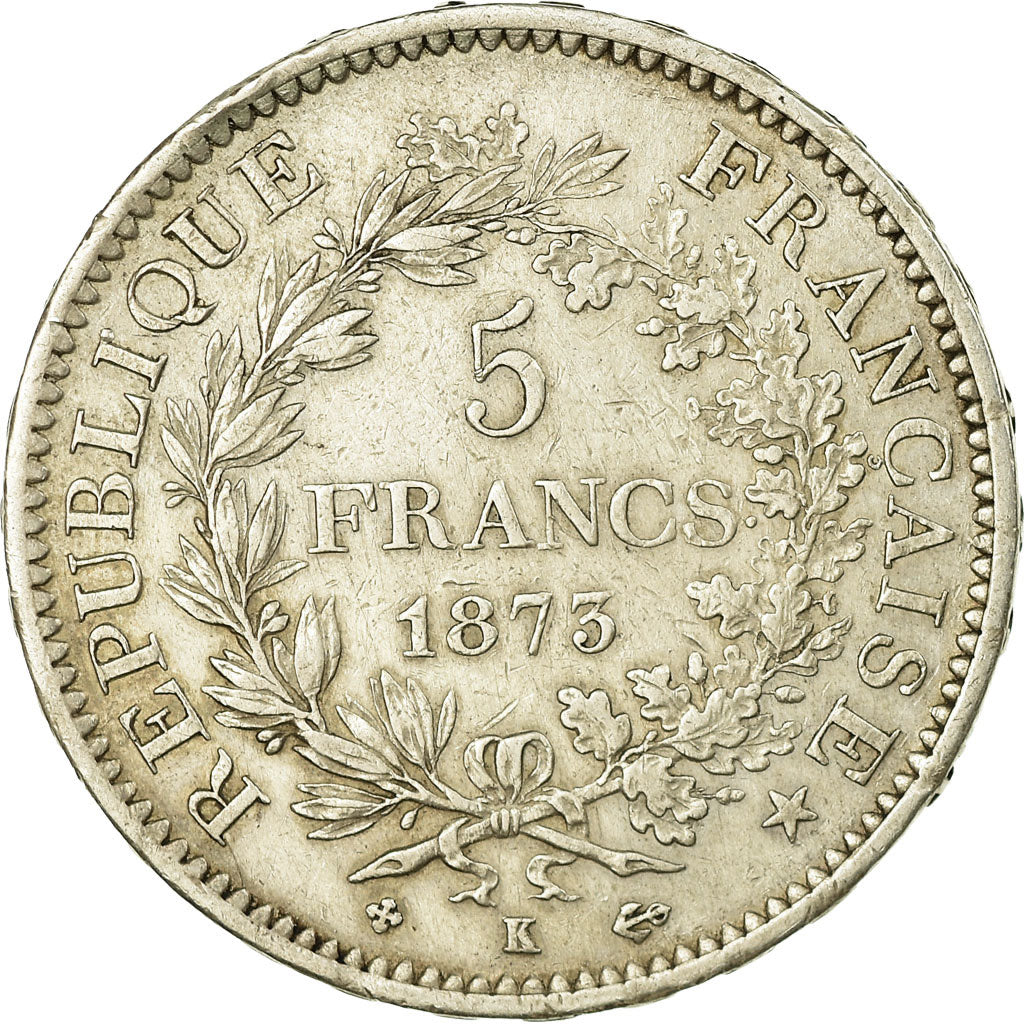Coin, France, Hercule, 5 Francs, 1873, Bordeaux, EF(40-45), Silver, KM:820.2