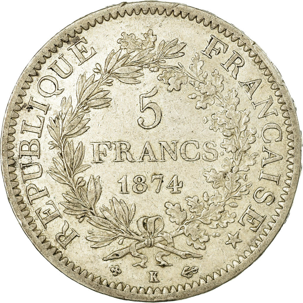 Monnaie, France, Hercule, 5 Francs, 1874, Bordeaux, TTB, Argent, Gadoury:745a