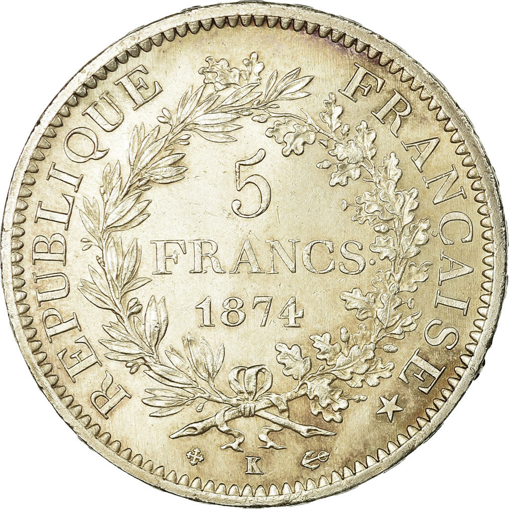 Monnaie, France, Hercule, 5 Francs, 1874, Bordeaux, SUP+, Argent, Gadoury:745a