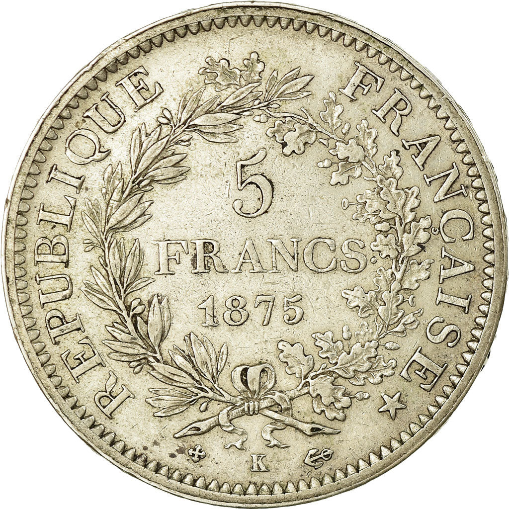 Coin, France, Hercule, 5 Francs, 1875, Bordeaux, EF(40-45), Silver, KM:820.2