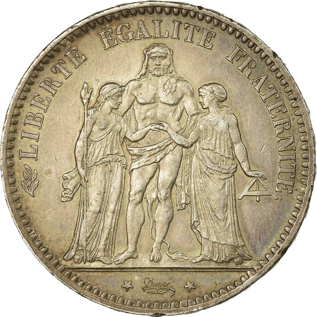 Coin, France, Hercule, 5 Francs, 1876, Bordeaux, EF(40-45), Silver, KM:820.2