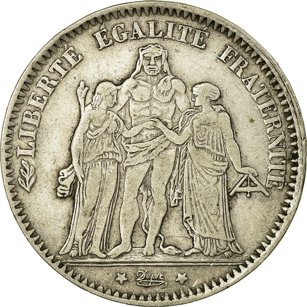 Moneta, Francia, Hercule, 5 Francs, 1878, Bordeaux, MB+, Argento, KM:820.2