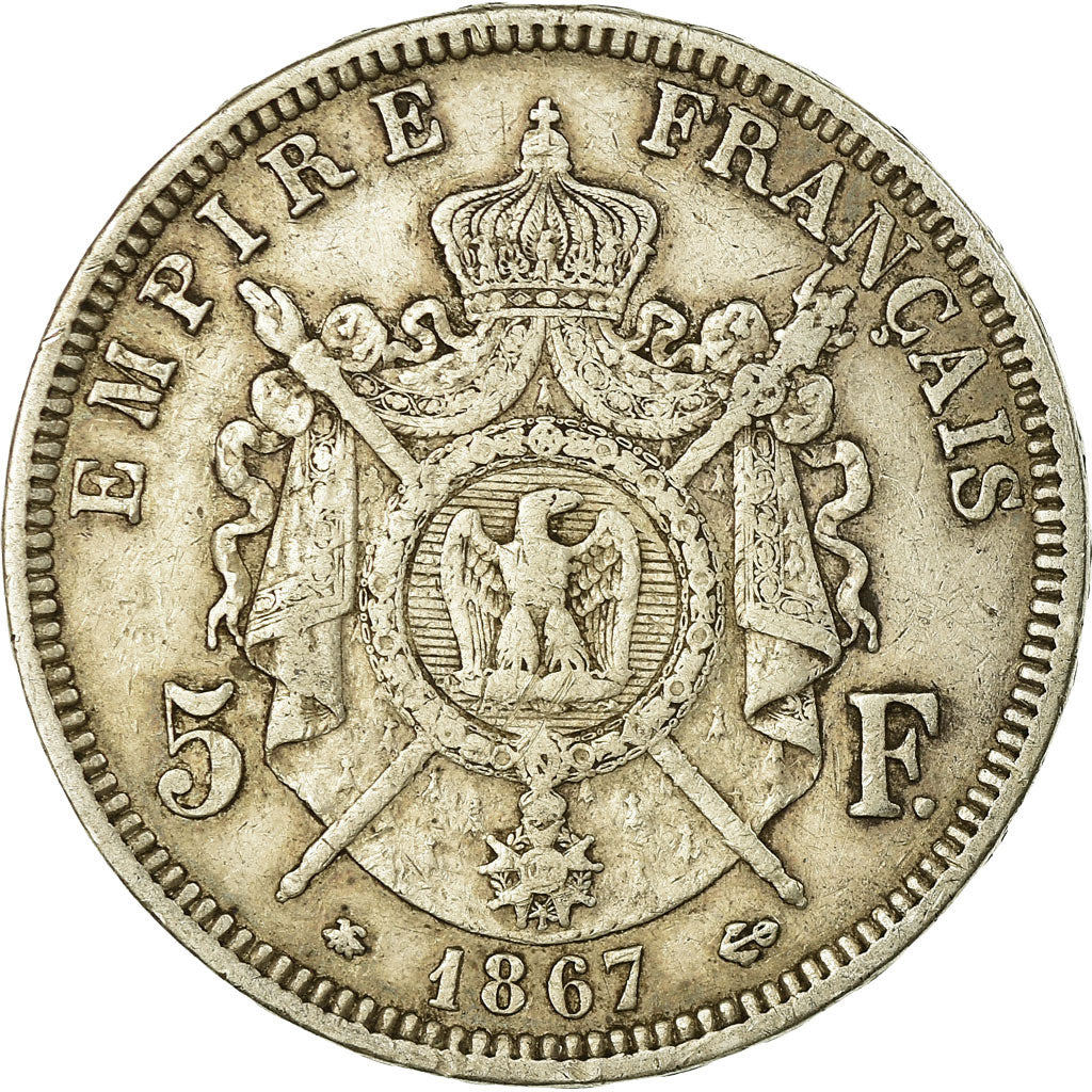 Monnaie, France, Napoleon III, Napoléon III, 5 Francs, 1867, Paris, TB+