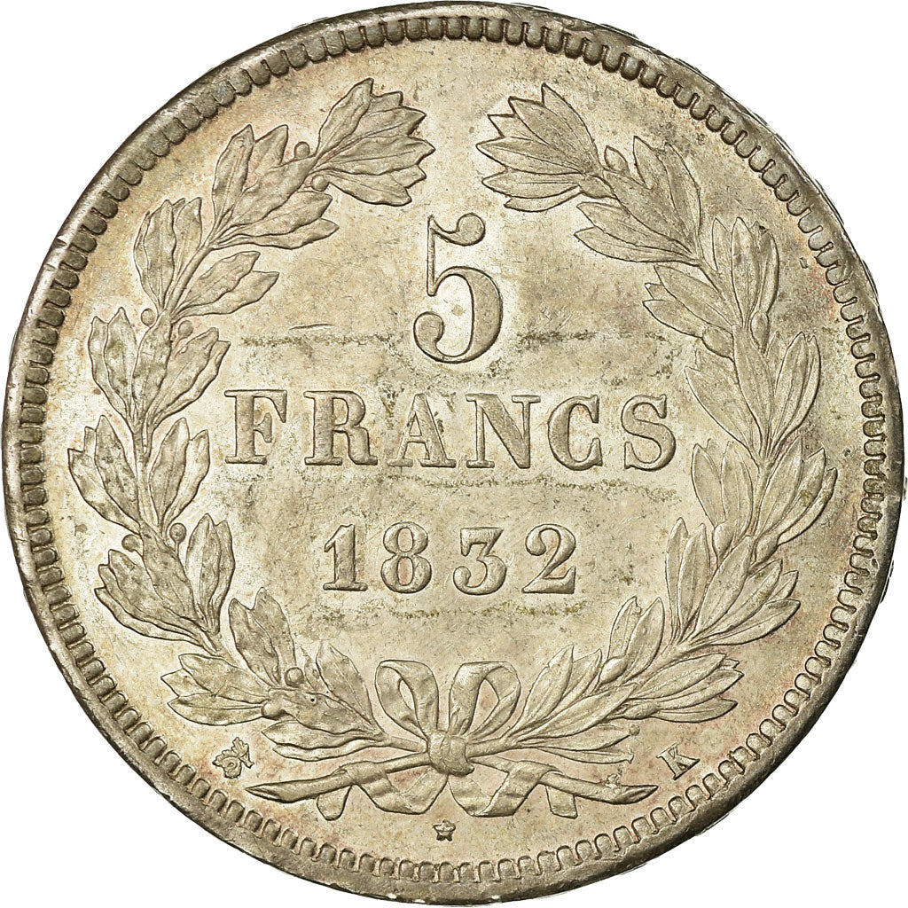 Moneda, Francia, Louis-Philippe, 5 Francs, 1832, Bordeaux, MBC+, Plata