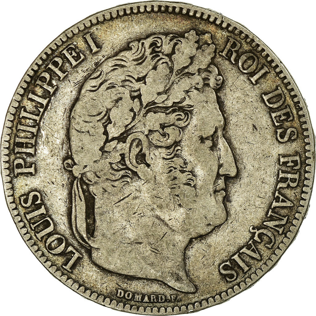 Moneda, Francia, Louis-Philippe, 5 Francs, 1836, Bordeaux, BC+, Plata, KM:749.7
