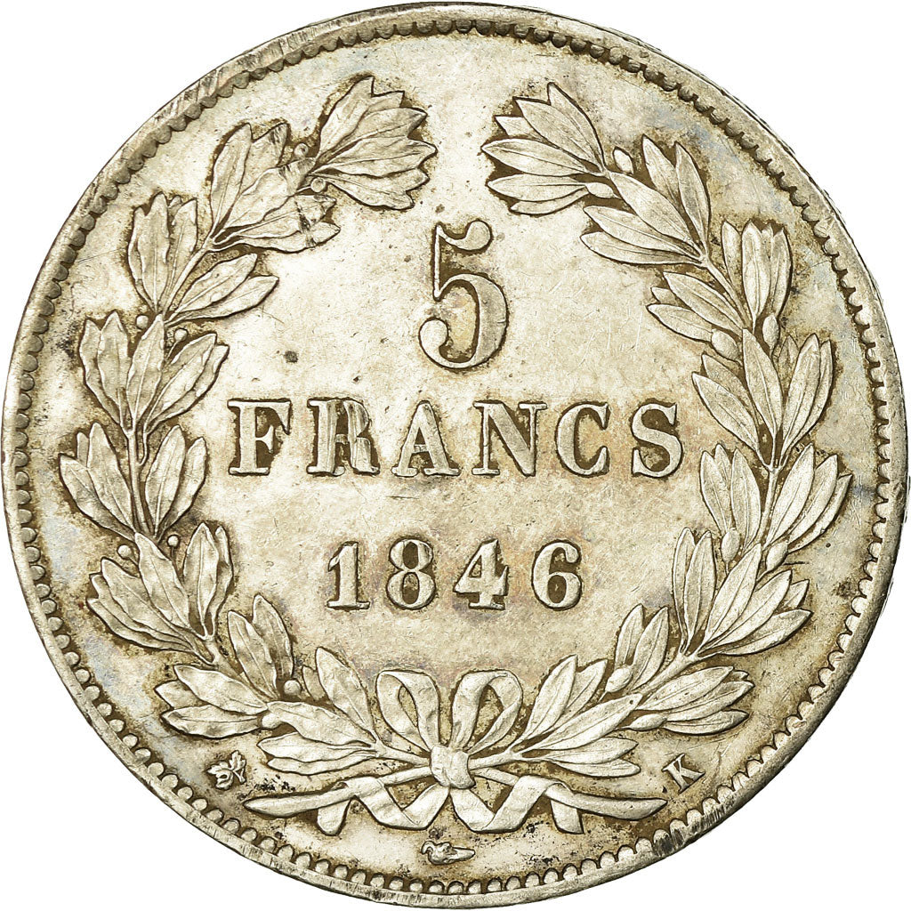 Coin, France, Louis-Philippe, 5 Francs, 1846, Bordeaux, AU(50-53), Silver