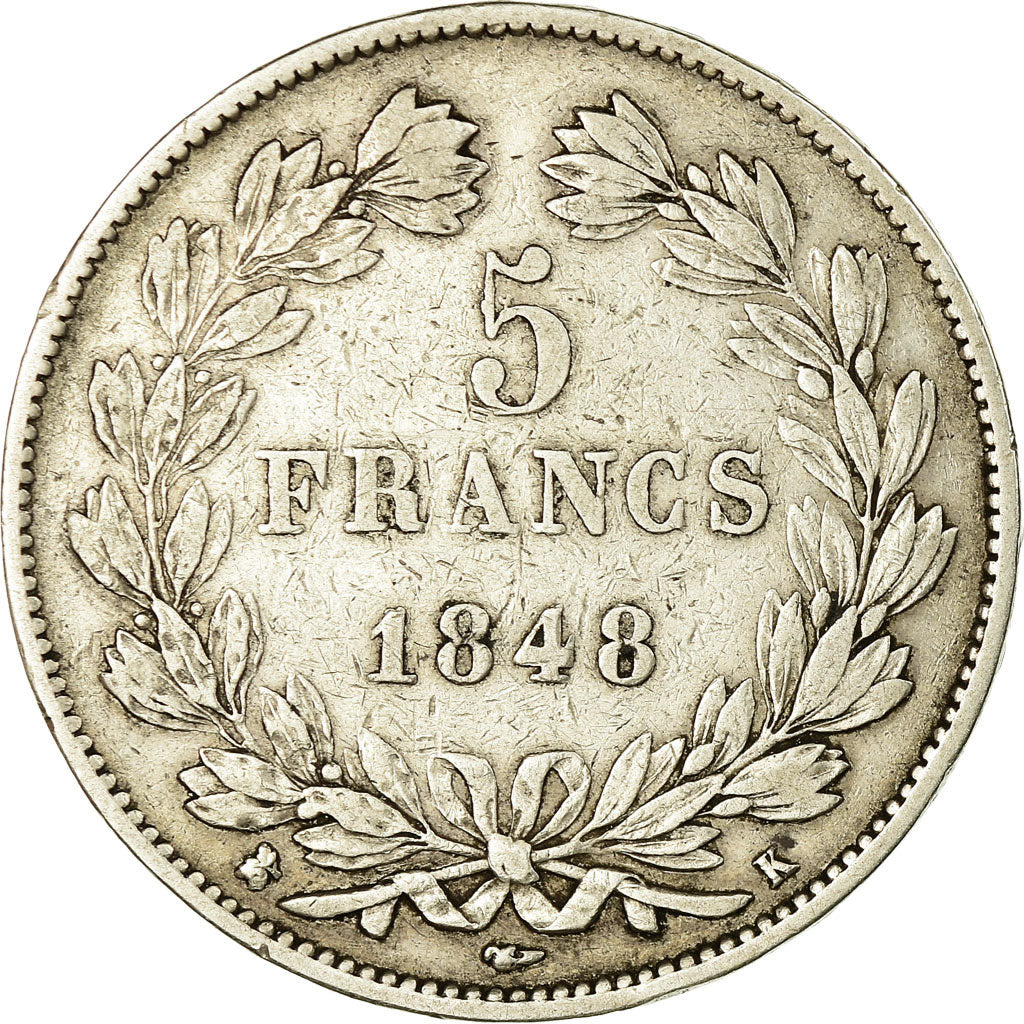 Coin, France, Louis-Philippe, 5 Francs, 1848, Bordeaux, EF(40-45), Silver