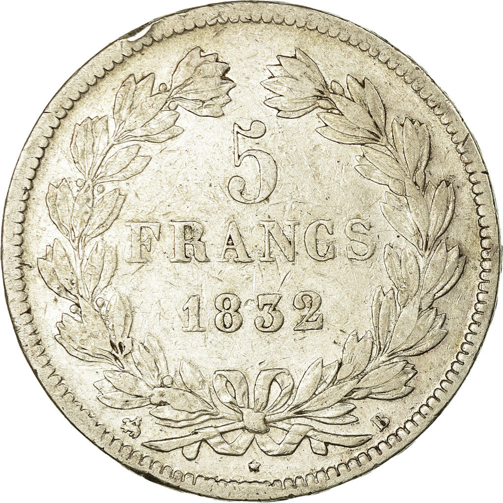 Münze, Frankreich, Louis-Philippe, 5 Francs, 1832, Rouen, S+, Silber, KM:749.2