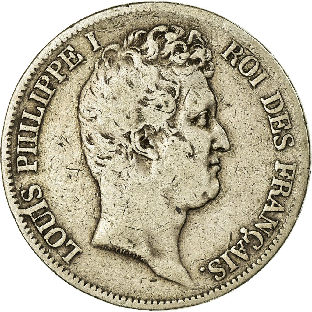 Moneta, Francia, Louis-Philippe, 5 Francs, 1830, Rouen, MB, Argento, KM:735.2