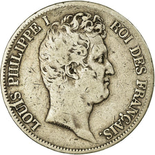 Moneta, Francia, Louis-Philippe, 5 Francs, 1830, Rouen, MB, Argento, KM:735.2