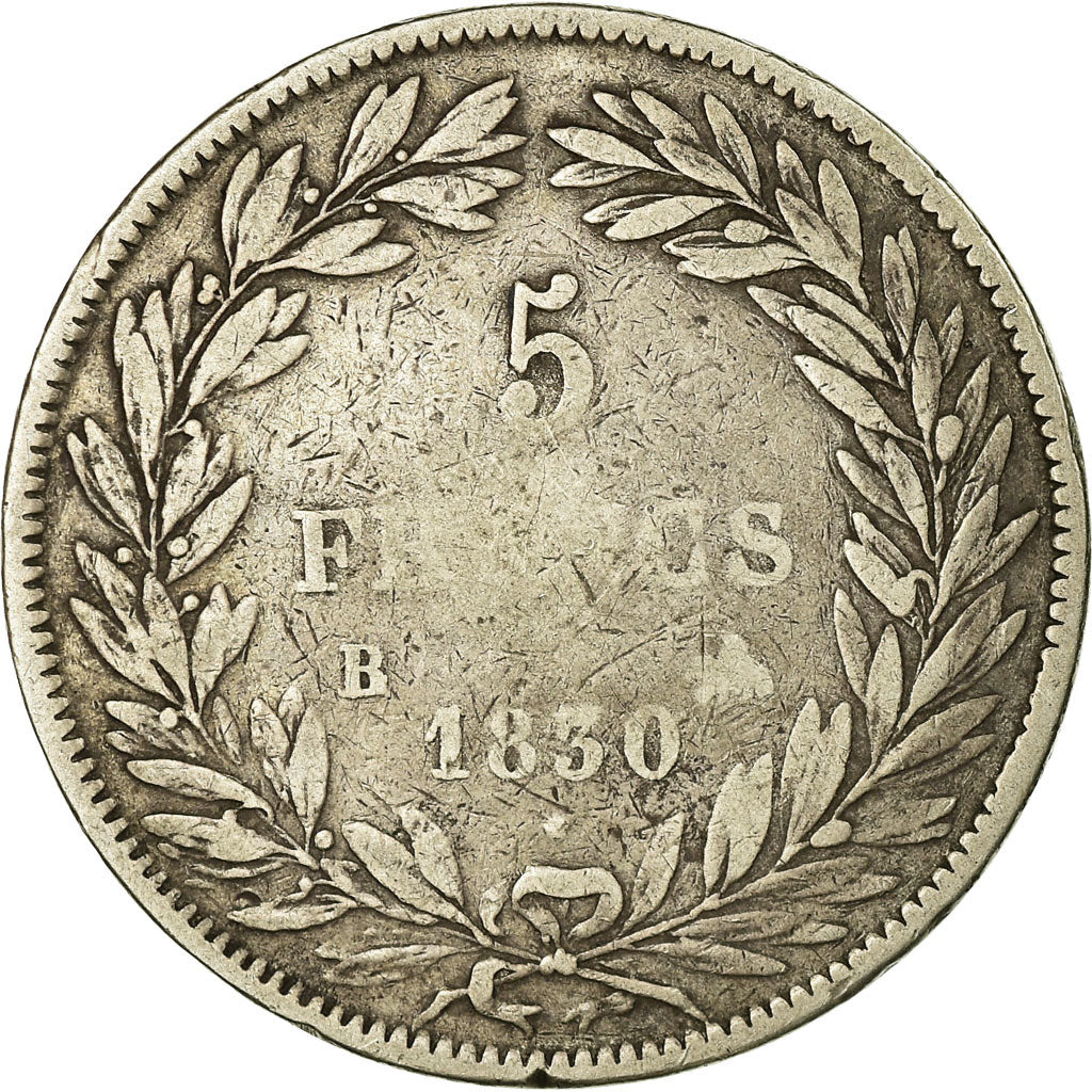 Moneta, Francia, Louis-Philippe, 5 Francs, 1830, Rouen, MB, Argento, KM:735.2