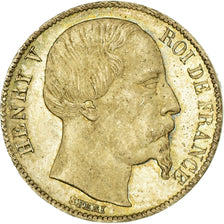 Moeda, França, Henri V, 1/2 Franc, 1858, ENSAIO, MS(63), Prata, Gadoury:407
