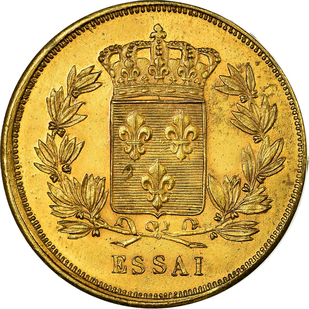 Moeda, França, Henri V, 2 Francs, ENSAIO, MS(63), Latão, Gadoury:517