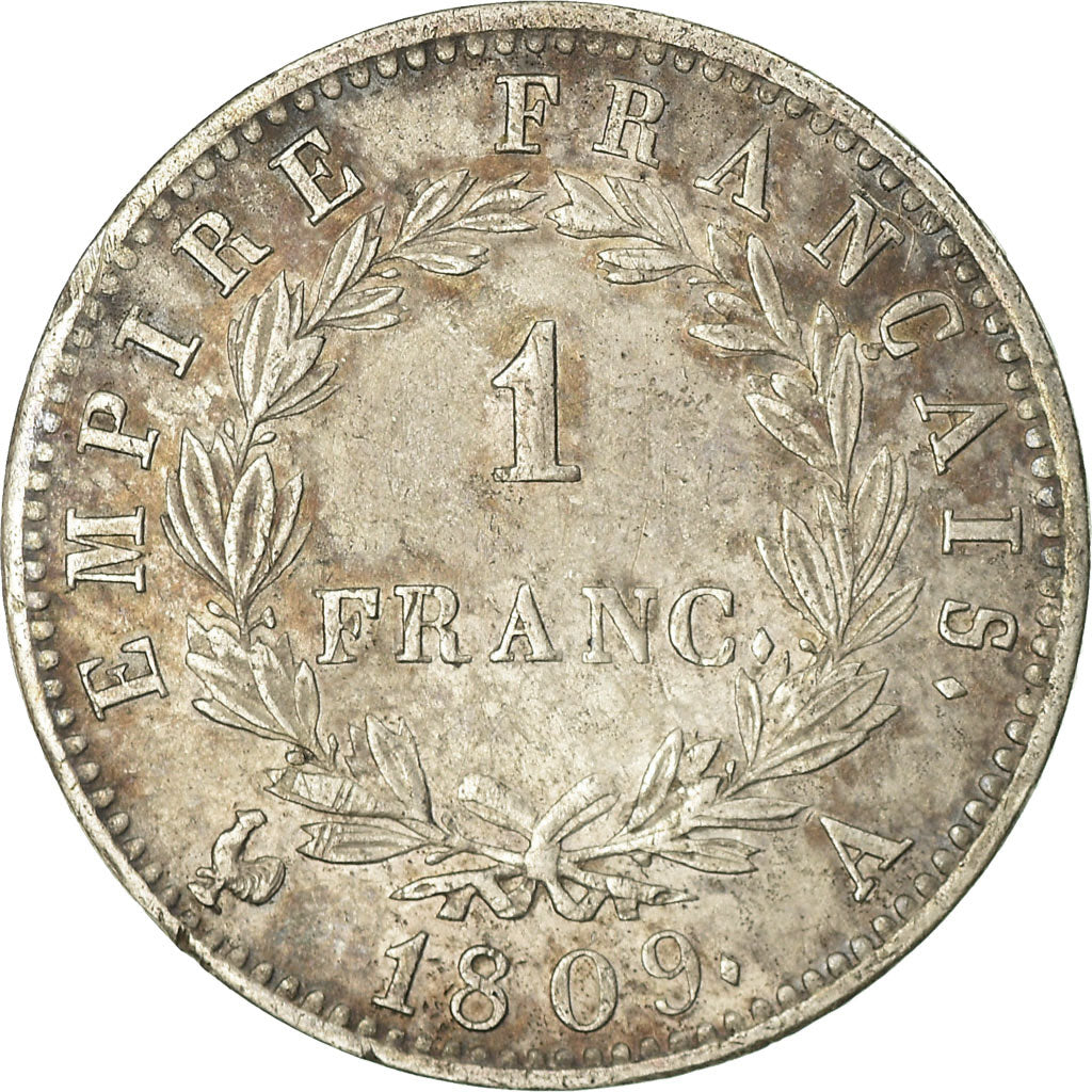 Coin, France, Napoléon I, Franc, 1809, Paris, EF(40-45), Silver, KM:692.1