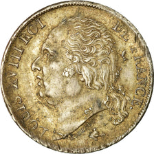 Monnaie, France, Louis XVIII, Louis XVIII, Franc, 1824, Bordeaux, TTB+, Argent