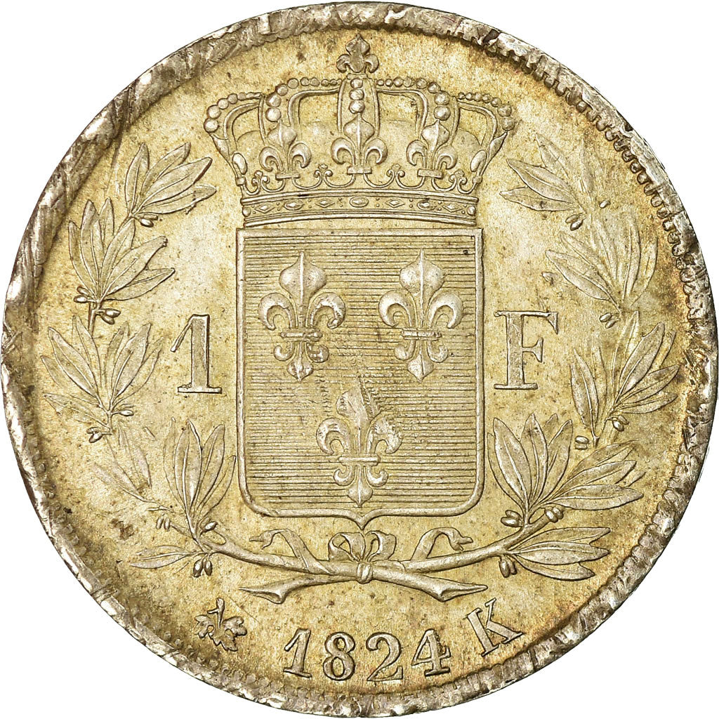 Monnaie, France, Louis XVIII, Louis XVIII, Franc, 1824, Bordeaux, TTB+, Argent